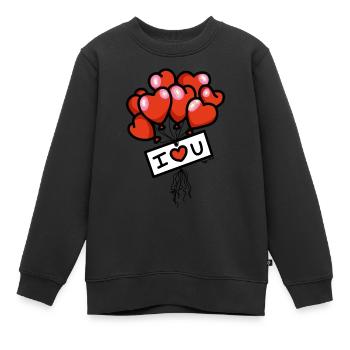 Ballons Karte I LOVE YOU Farben - Kinder Premium Organic Sweatshirt - Schwarz - Vorne - AI Model Kid Female (0cm)
