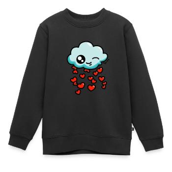 Wolkenregen Herzen Farben - Kinder Premium Organic Sweatshirt - Schwarz - Vorne - AI Model Kid Female (0cm)