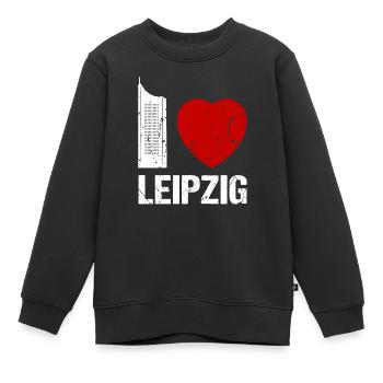 I love Leipzig Skyline Hochhaus Stadt Leipzig - Kinder Premium Organic Sweatshirt - Schwarz - Vorne - AI Model Kid Female (0cm)