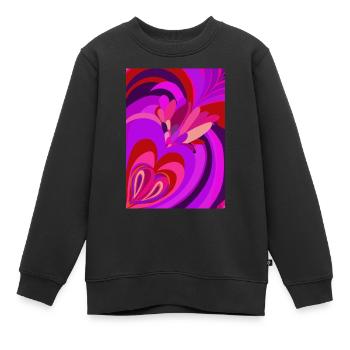 Psychedelic heart - Kids Premium Organic Sweatshirt - black - Front - AI Model Kid Female (0cm)
