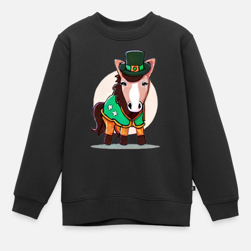 Cheval de la Saint-Patrick - Sweat Premium enfant bio - noir