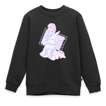 fille avec ours pour bébés - Sweat Premium enfant bio - noir - Devant - AI Model Kid Female (0cm)