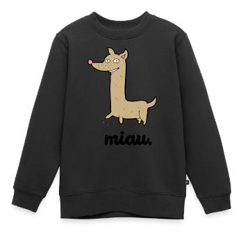 Drôle de chien | Meow Dog Design | Cadeau - Sweat Premium enfant bio - noir - Devant - AI Model Kid Female (0cm)