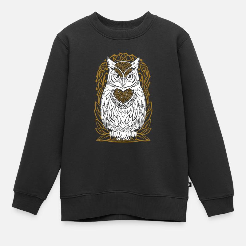 Weiße Eule - Kinder Premium Organic Sweatshirt - Schwarz