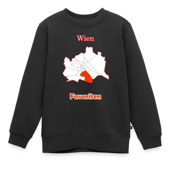Bezirke Favoriten Karte mit Wien Stadtkarte - Kinder Premium Organic Sweatshirt - Schwarz - Vorne - AI Model Kid Female (0cm)
