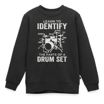 Parties d’une batterie Batteur Joueur de batterie Musicien - Sweat Premium enfant bio - noir - Devant - AI Model Kid Female (0cm)