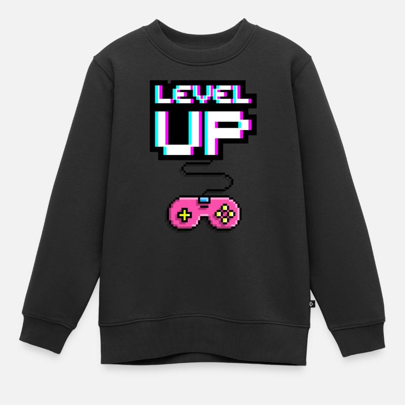 Level Up - Kinder Premium Organic Sweatshirt - Schwarz