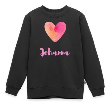 Tenue esthétique de Johanna Pink Heart Girl - Sweat Premium enfant bio - noir - Devant - AI Model Kid Female (0cm)