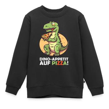 Dinosaurier mit Pizza - Kinder Premium Organic Sweatshirt - Schwarz - Vorne - AI Model Kid Female (0cm)