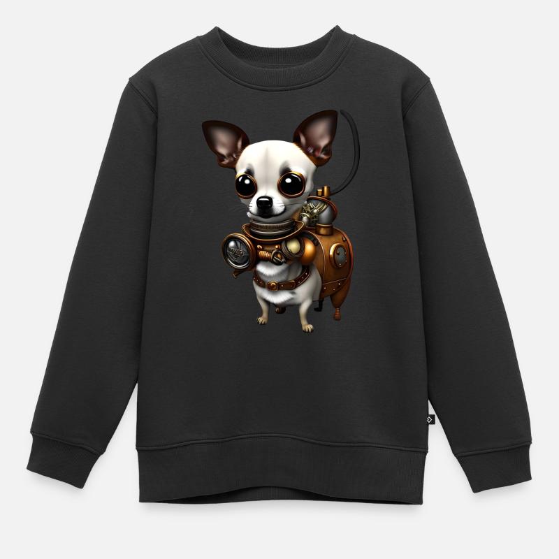 Steampunk Chihuahua - Sweat Premium enfant bio - noir