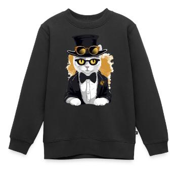Micky die schicke Katze - Kinder Premium Organic Sweatshirt - Schwarz - Vorne - AI Model Kid Female (0cm)