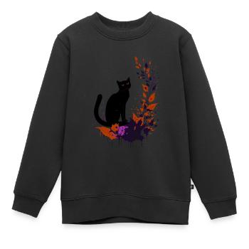 Schwarze Katze - Kinder Premium Organic Sweatshirt - Schwarz - Vorne - AI Model Kid Female (0cm)