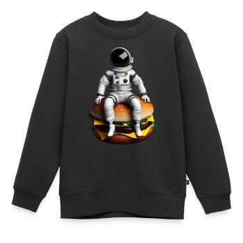 Astronaute spatial Cheeseburger - Sweat Premium enfant bio - noir - Devant - AI Model Kid Female (0cm)