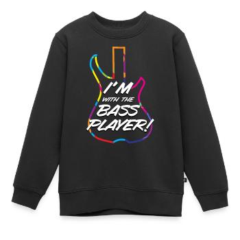 JE SUIS AVEC LE LOGO BASS - LOGO TEXTE BLANC ET COULEUR - Sweat Premium enfant bio - noir - Devant - AI Model Kid Female (0cm)