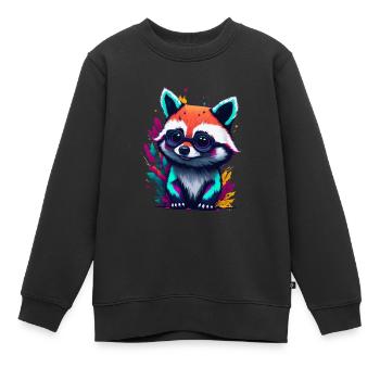 Racoon 1 - Kinder Premium Organic Sweatshirt - Schwarz - Vorne - AI Model Kid Female (0cm)