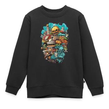 Fast Food City Monsters - Sweat Premium enfant bio - noir - Devant - AI Model Kid Female (0cm)