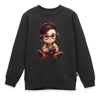 Fille de manette de jeu - Sweat Premium enfant bio - noir - Devant - AI Model Kid Female (0cm)