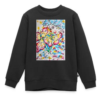 Blumenmädchen - Kinder Premium Organic Sweatshirt - Schwarz - Vorne - AI Model Kid Female (0cm)
