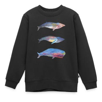3 Wale - Kinder Premium Organic Sweatshirt - Schwarz - Vorne - AI Model Kid Female (0cm)