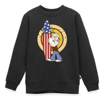 Popeye American Surfboard - Kids Premium Organic Sweatshirt - black - Front - AI Model Kid Female (0cm)