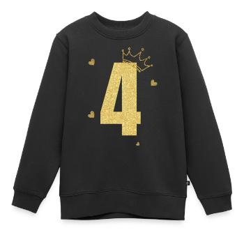 Goldene Krone zum 4-jährigen Jubiläum - Kinder Premium Organic Sweatshirt - Schwarz - Vorne - AI Model Kid Female (0cm)