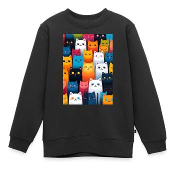 cat pattern - Sweat Premium enfant bio - noir - Devant - AI Model Kid Female (0cm)