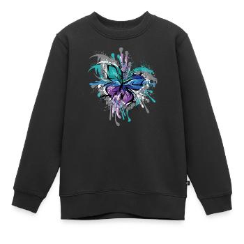 Symbole papillon Illustration Blast Colors - Sweat Premium enfant bio - noir - Devant - AI Model Kid Female (0cm)