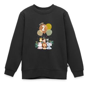 Ich bin wilde Zwei Safari Geburtstag Tiere Motto - Kinder Premium Organic Sweatshirt - Schwarz - Vorne - AI Model Kid Female (0cm)