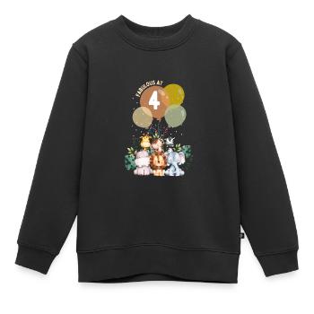 Tierische Geburtstagsparty im Dschungel vier Jahre - Kinder Premium Organic Sweatshirt - Schwarz - Vorne - AI Model Kid Female (0cm)
