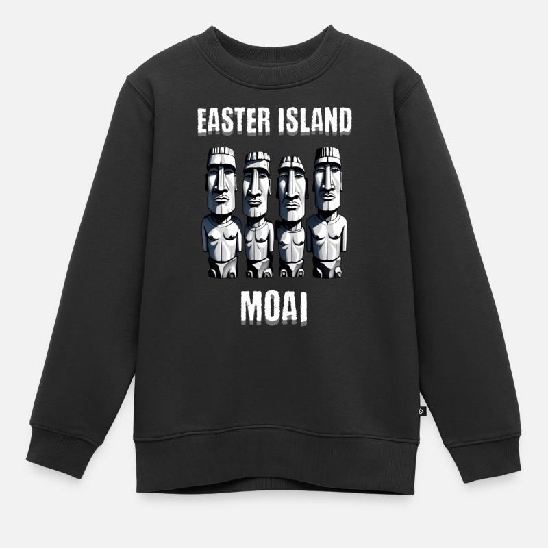 Osterinsel-Köpfe - Kinder Premium Organic Sweatshirt - Schwarz