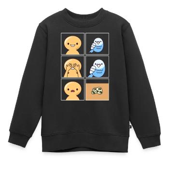Budgie Poop Design pour les propriétaires de perruches - Sweat Premium enfant bio - noir - Devant - AI Model Kid Female (0cm)