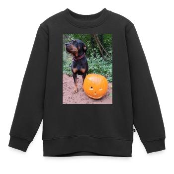 Kürbis Hund Halloween Herbst - Kinder Premium Organic Sweatshirt - Schwarz - Vorne - AI Model Kid Female (0cm)