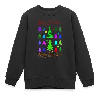 Weihnachtsbäume - Grafiken für T-Shirts, Tassen - Kinder Premium Organic Sweatshirt - Schwarz - Vorne - AI Model Kid Female (0cm)