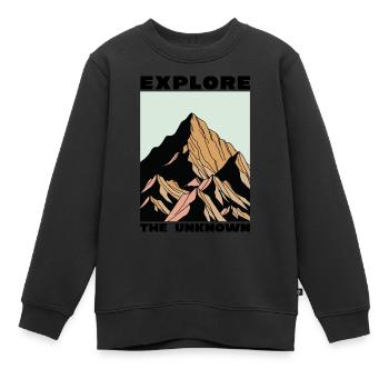 Explore The Unknown for camping, travel, trip - Kids Premium Organic Sweatshirt - black - Front - AI Model Kid Female (0cm)