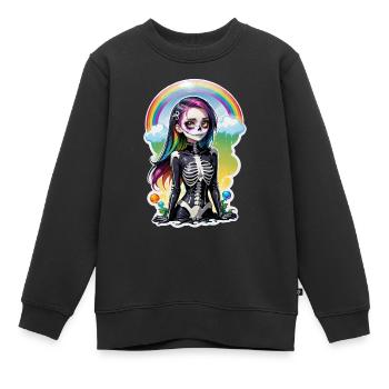 Halloween - Rock & Regenbogen - Kinder Premium Organic Sweatshirt - Schwarz - Vorne - AI Model Kid Female (0cm)