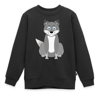 Loup de dessin animé - Sweat Premium enfant bio - noir - Devant - AI Model Kid Female (0cm)