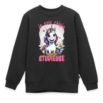 Ich bin ein fleißiger 5 - Kinder Premium Organic Sweatshirt - Schwarz - Vorne - AI Model Kid Female (0cm)