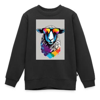 Sheep with sunglasses - Kids Premium Organic Sweatshirt - black - Front - AI Model Kid Female (0cm)