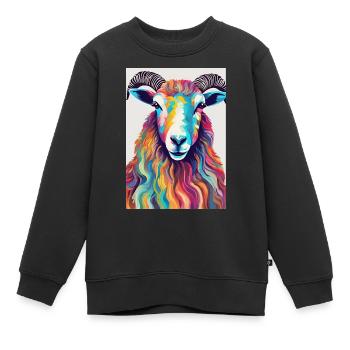 Bunter Schafbock - Kinder Premium Organic Sweatshirt - Schwarz - Vorne - AI Model Kid Female (0cm)