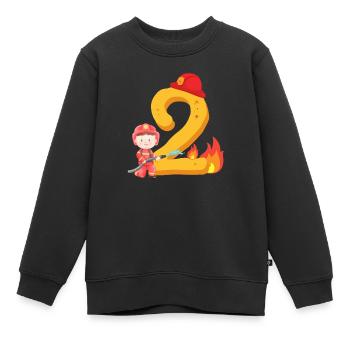 Zweiter Feuerwehr Geburtstag Feuerwehrmann zum 2. - Kinder Premium Organic Sweatshirt - Schwarz - Vorne - AI Model Kid Female (0cm)