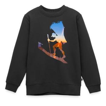 Homme avec panier à foin - Sweat Premium enfant bio - noir - Devant - AI Model Kid Female (0cm)
