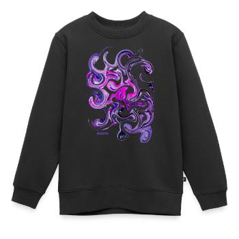 "Krake32" by Acryl Galerie & Design - Kids Premium Organic Sweatshirt - black - Front - AI Model Kid Female (0cm)