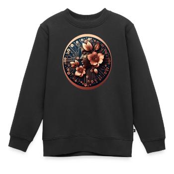 Bio Technologie KI Design Blumen - Kinder Premium Organic Sweatshirt - Schwarz - Vorne - AI Model Kid Female (0cm)
