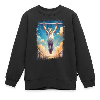 Blond und Biegsam - lustiger Turner - Kinder Premium Organic Sweatshirt - Schwarz - Vorne - AI Model Kid Female (0cm)