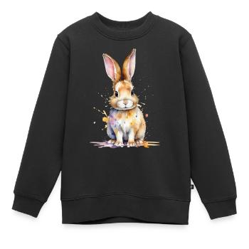 Schlappohren & flauschiger Charm: Ein Aquarellhase - Kinder Premium Organic Sweatshirt - Schwarz - Vorne - AI Model Kid Female (0cm)