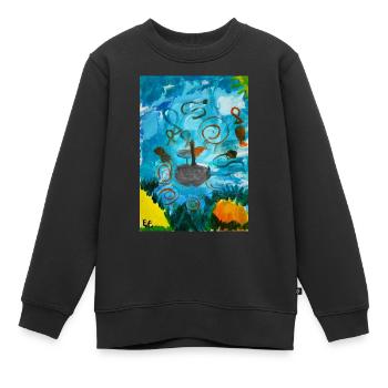 Die Wellenreiter - Kinder Premium Organic Sweatshirt - Schwarz - Vorne - AI Model Kid Female (0cm)
