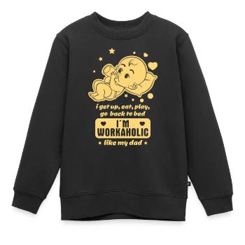 Comptine pour bébé bourreau de travail - Tel père, tel enfant - Sweat Premium enfant bio - noir - Devant - AI Model Kid Female (0cm)