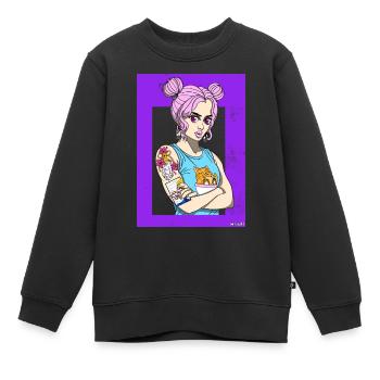 Otaku girl - Kinder Premium Organic Sweatshirt - Schwarz - Vorne - AI Model Kid Female (0cm)