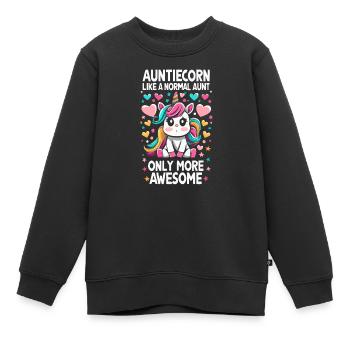 Tante, Tante, Licorne - Sweat Premium enfant bio - noir - Devant - AI Model Kid Female (0cm)