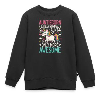 Tante, Tante, Licorne - Sweat Premium enfant bio - noir - Devant - AI Model Kid Female (0cm)
